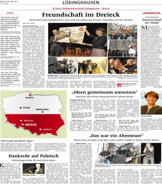 Jubileusz wsppracy w niemieckiej prasie